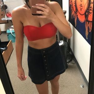 Free People Denim Skirt with Buttons